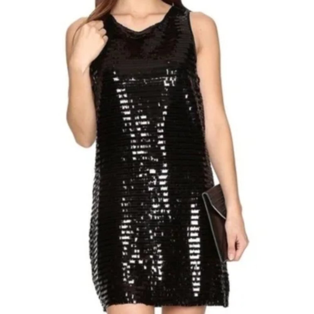 NWT BB Dakota Norland Sequin Dress Women's Sleeveless Black Mini Fully Lined